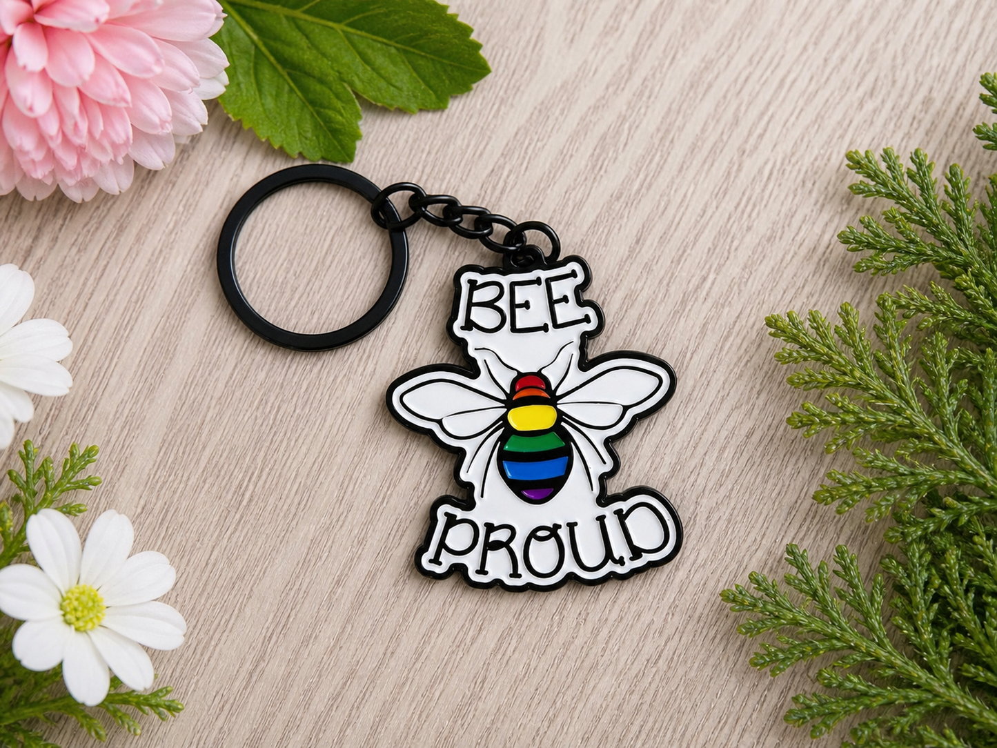 Bee Proud Enamel Keychain