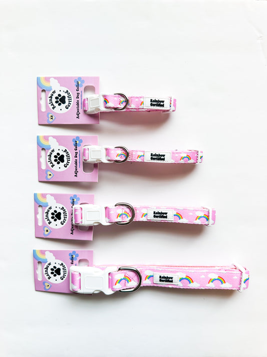 Pastel Pink Rainbow Dog Collar