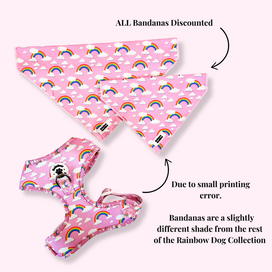 Pastel Pink Rainbow Dog Bandana