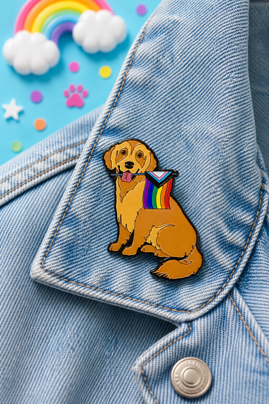 Golden Retriever Pride Dog Enamel Pin