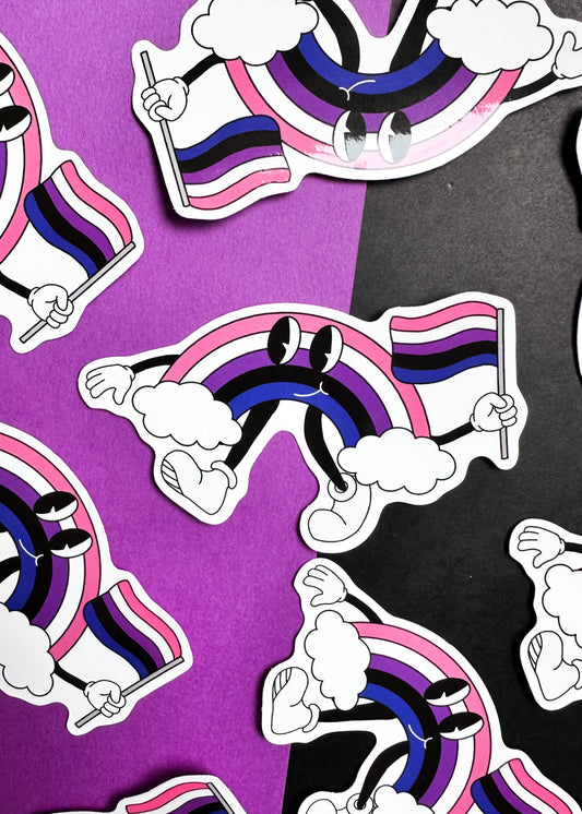 Genderfluid Cartoon Rainbow Sticker