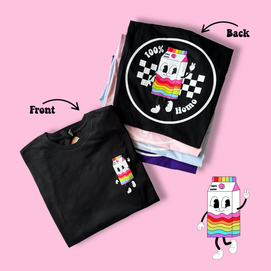 100% Homo Vintage Milk Carton Unisex Pride Shirt