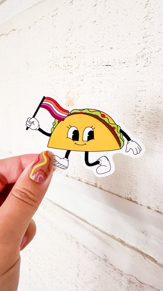 Lesbian Cartoon Taco Sticker