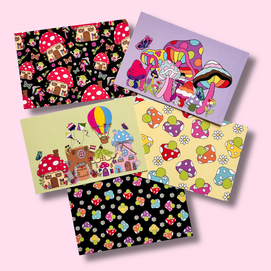 5 Pack Rainbow Mushroom Postcards
