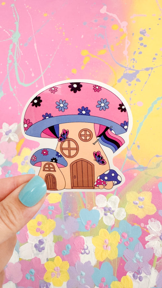 Fairy Mushroom Omnisexual Pride House Sticker