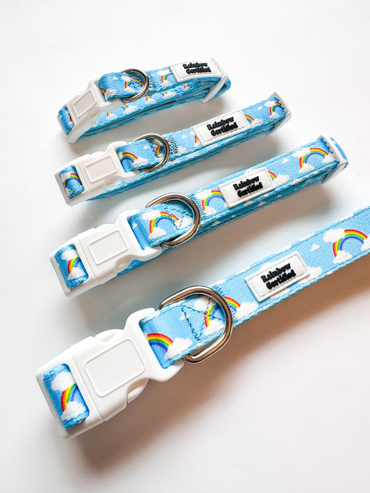 Pastel Blue Rainbow Dog Collar