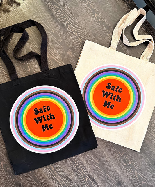 Safe With Me Circle Canvas Tote Bag