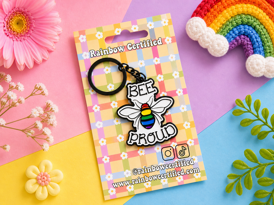 Bee Proud Enamel Keychain