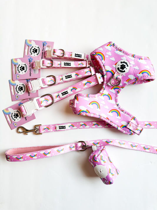 Pastel Pink Rainbow Dog Collar