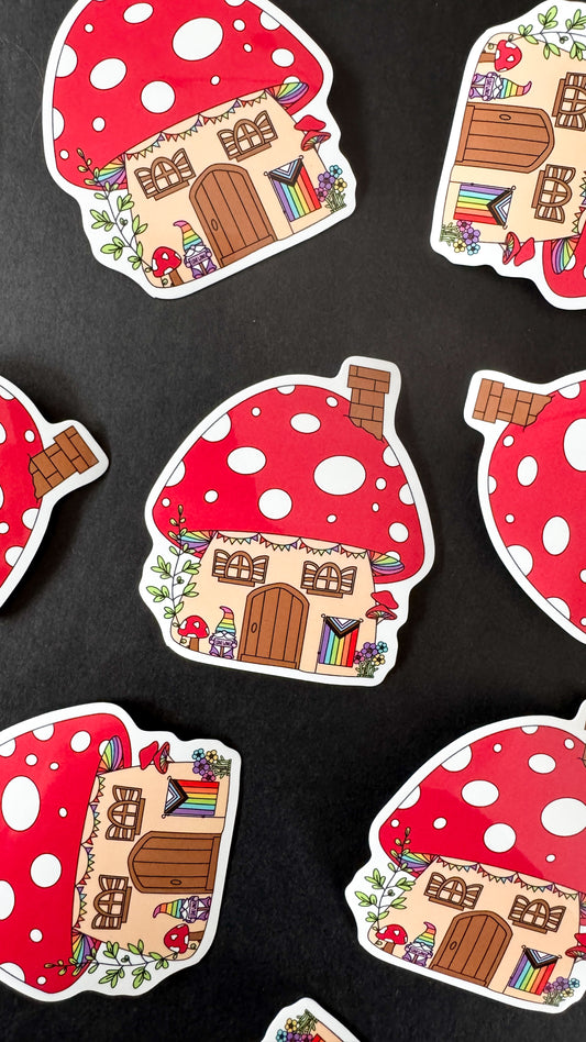 Fairy Mushroom Pride House Sticker