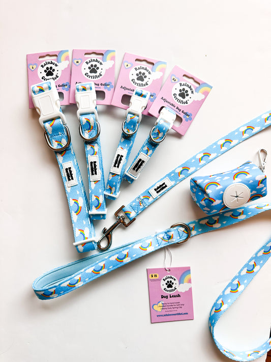 Pastel Blue Rainbow Dog Collar