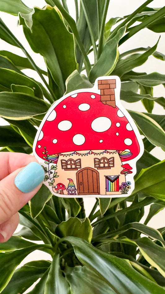Fairy Mushroom Pride House Sticker