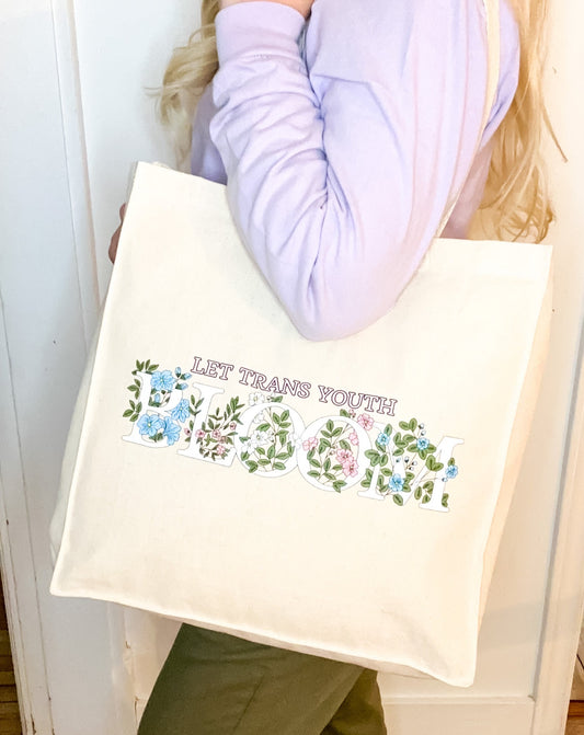 Let Trans Youth Bloom Canvas Tote Bag