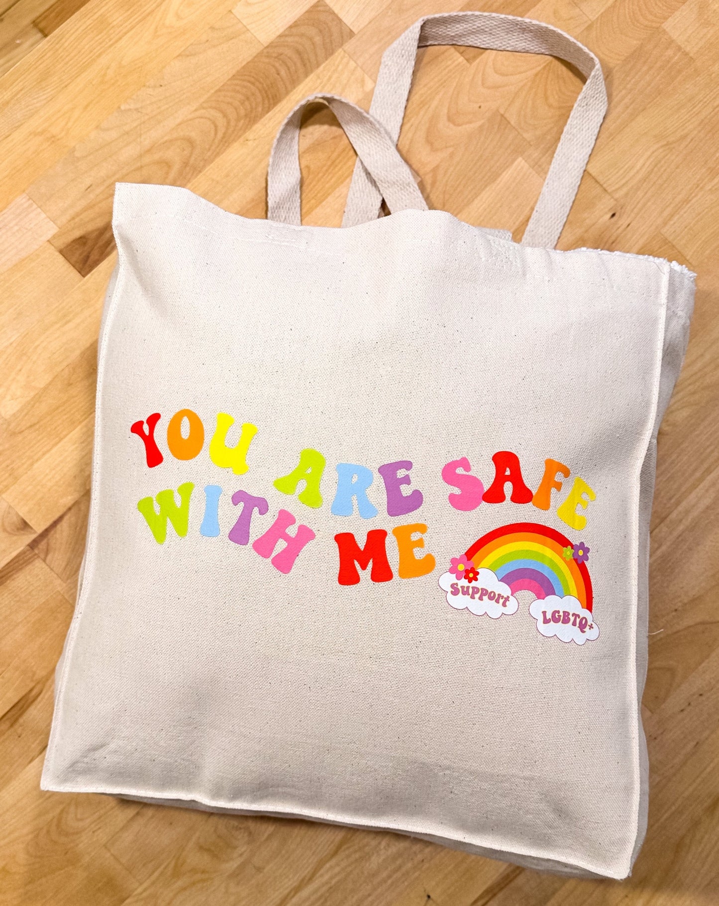 You Are Safe With Me LGBTQ+ Canvas Tote Bag