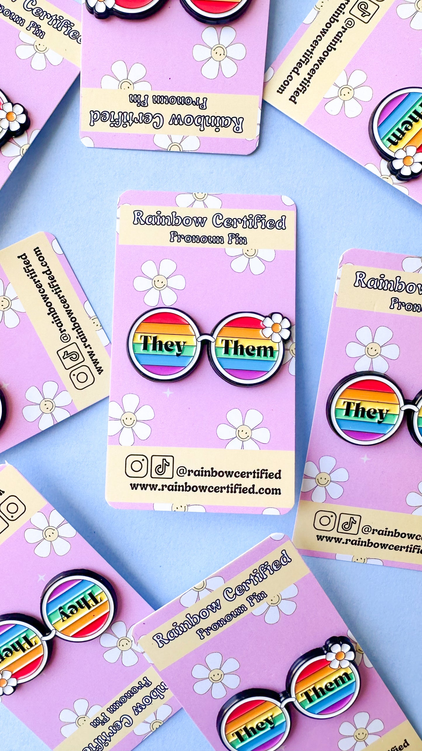 70's Rainbow Glasses Pronoun Pins