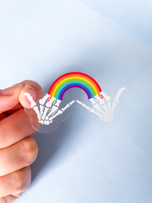 Rainbow Skull Hands Sticker