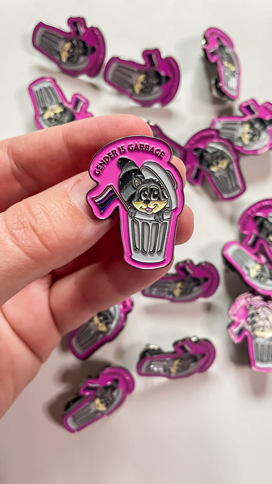 Gender is Garbage Genderfluid LGBTQIA+ Enamel Pin