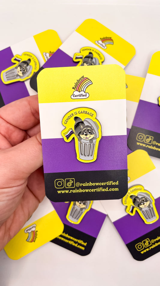 Gender is Garbage Non-Binary Enamel Pin