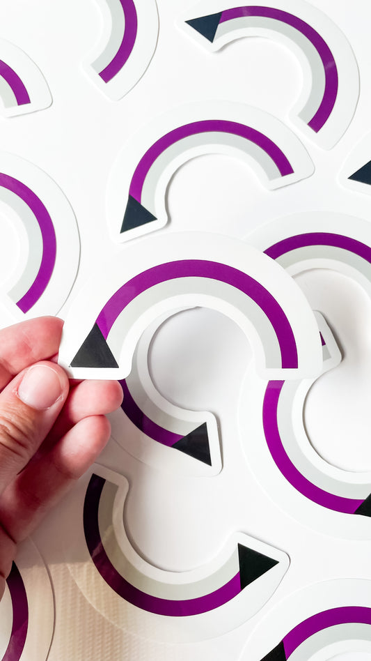 demisexual pride flag in a rainbow sticker