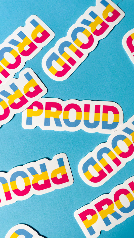 proud sticker in pansexual pride flag