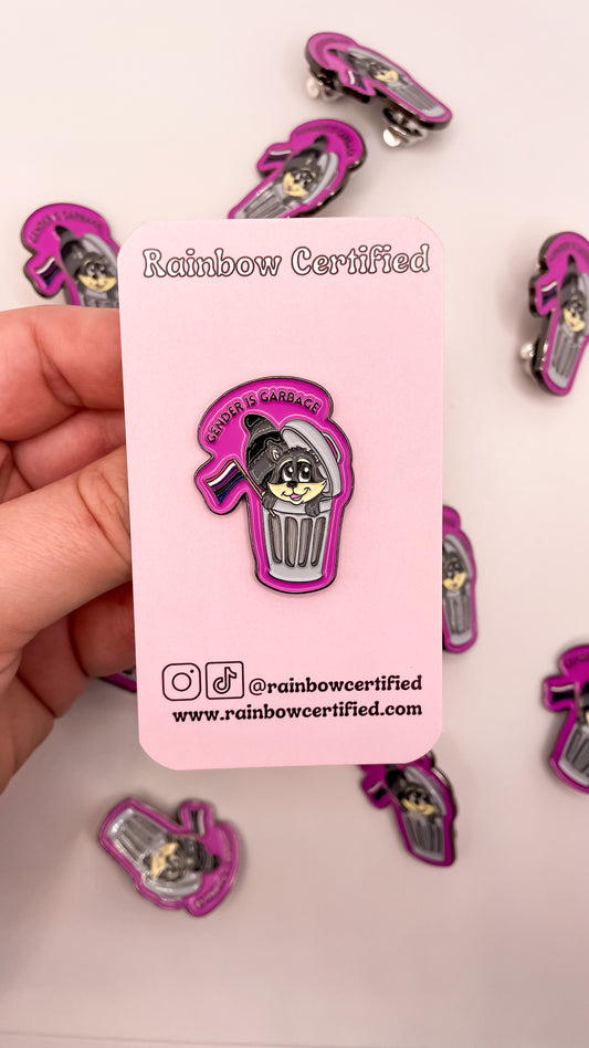 Gender is Garbage Genderfluid LGBTQIA+ Enamel Pin