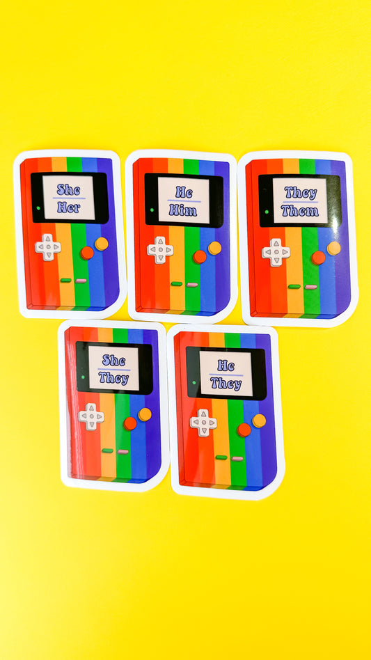 Retro Game Pronoun Sticker
