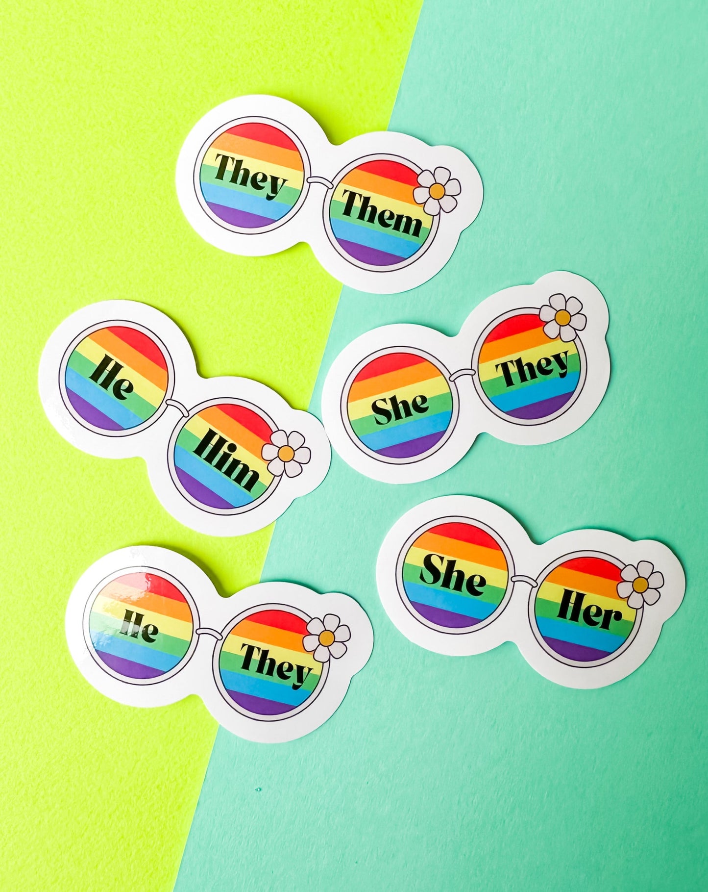 70s Sunglasses Pronouns Sticker