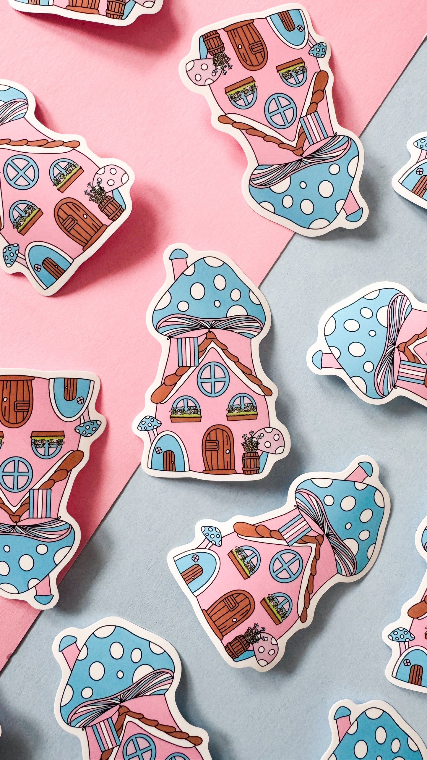 Fairy Mushroom Transgender Pride House Sticker