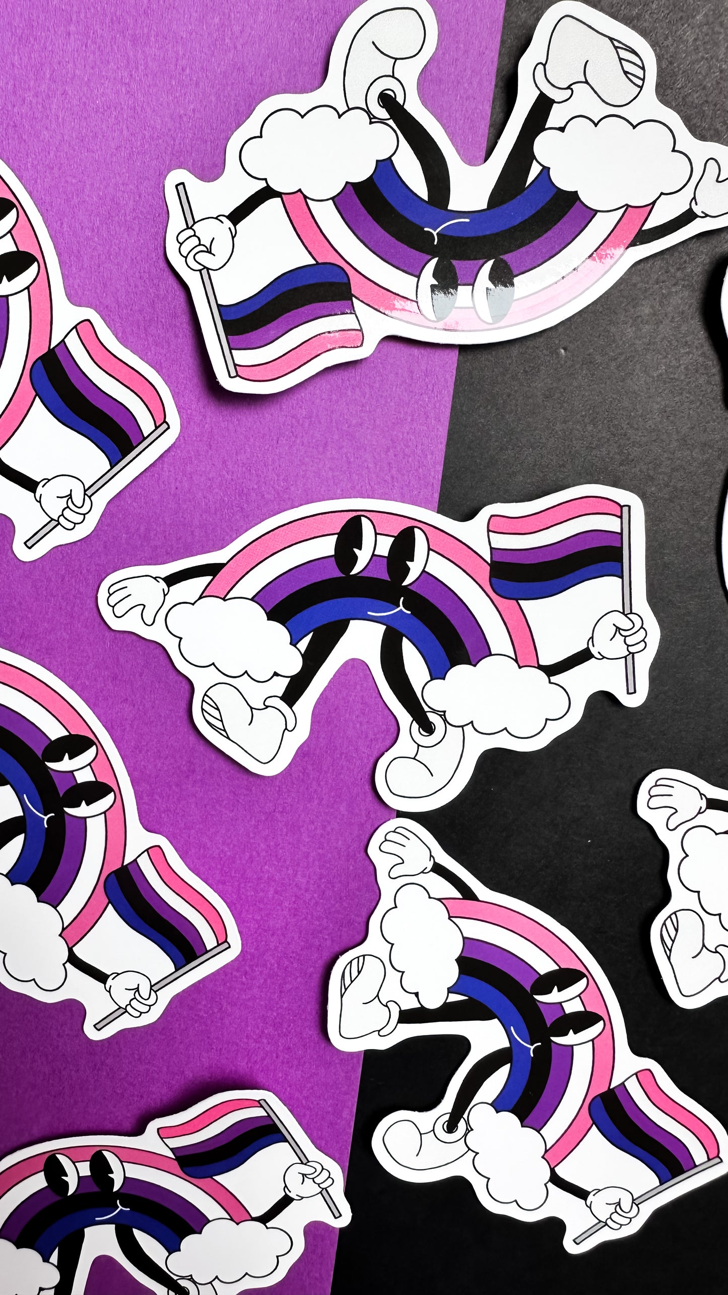 Genderfluid Cartoon Rainbow Sticker