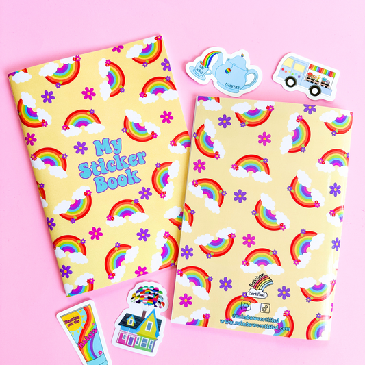 Pastel Yellow Rainbow & Flower Reusable Sticker Book