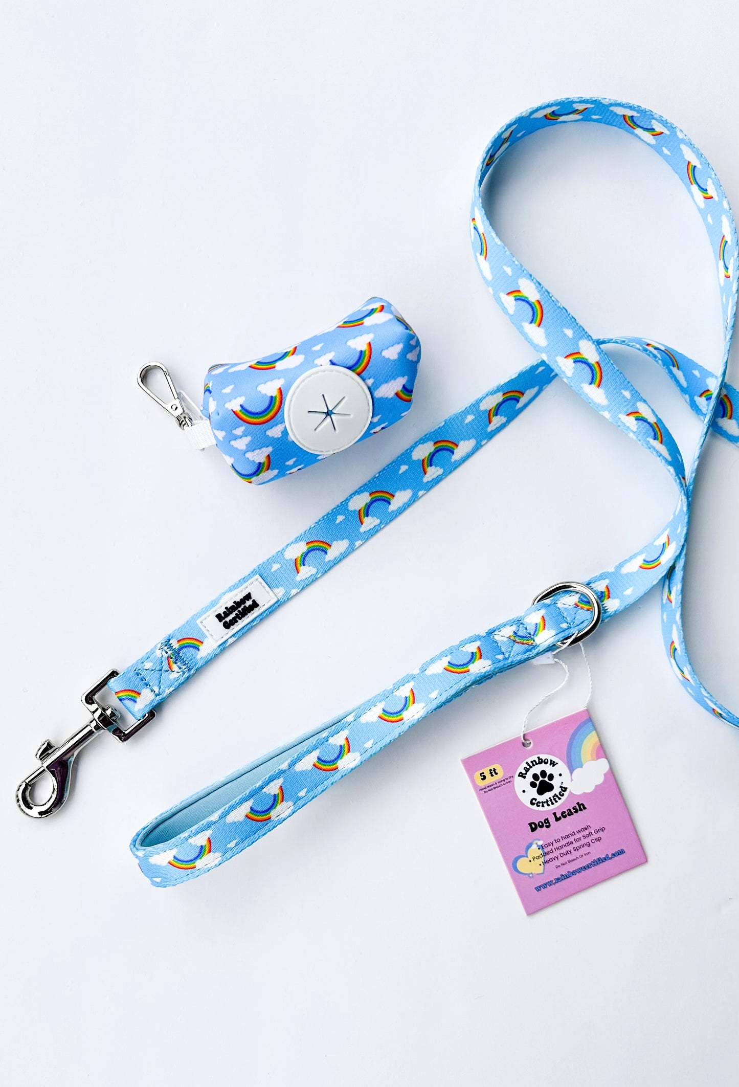 Pastel Blue Rainbow Dog Accessories Bundle