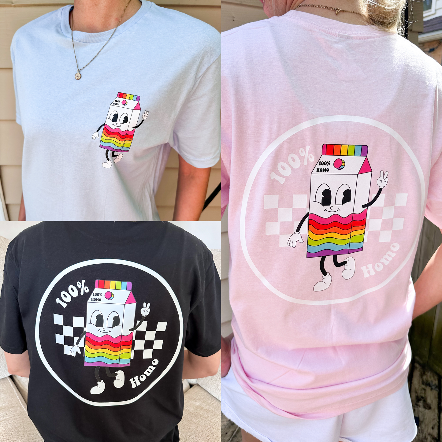 100% Homo Vintage Milk Carton Unisex Pride Shirt