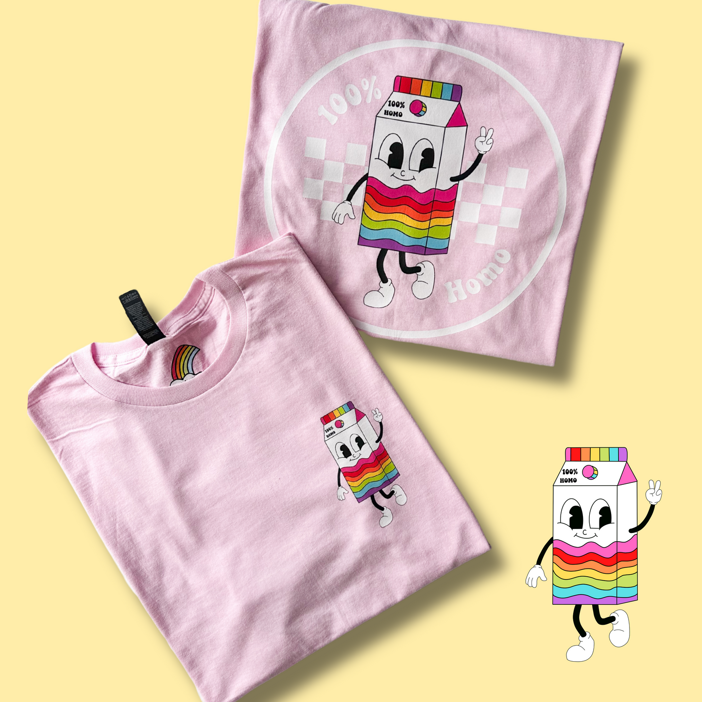 100% Homo Vintage Milk Carton Unisex Pride Shirt