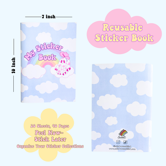 Cute Rainbow Ghost Reusable Sticker Book