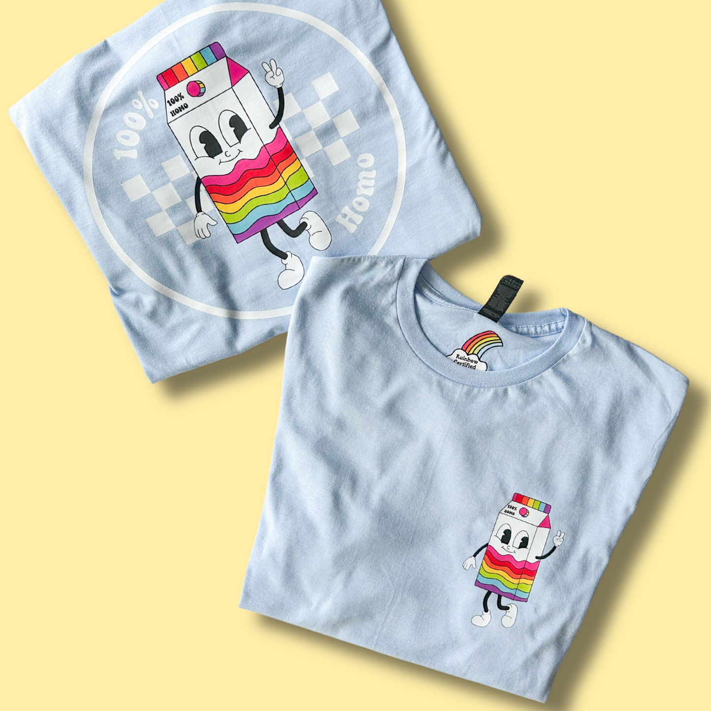 100% Homo Vintage Milk Carton Unisex Pride Shirt