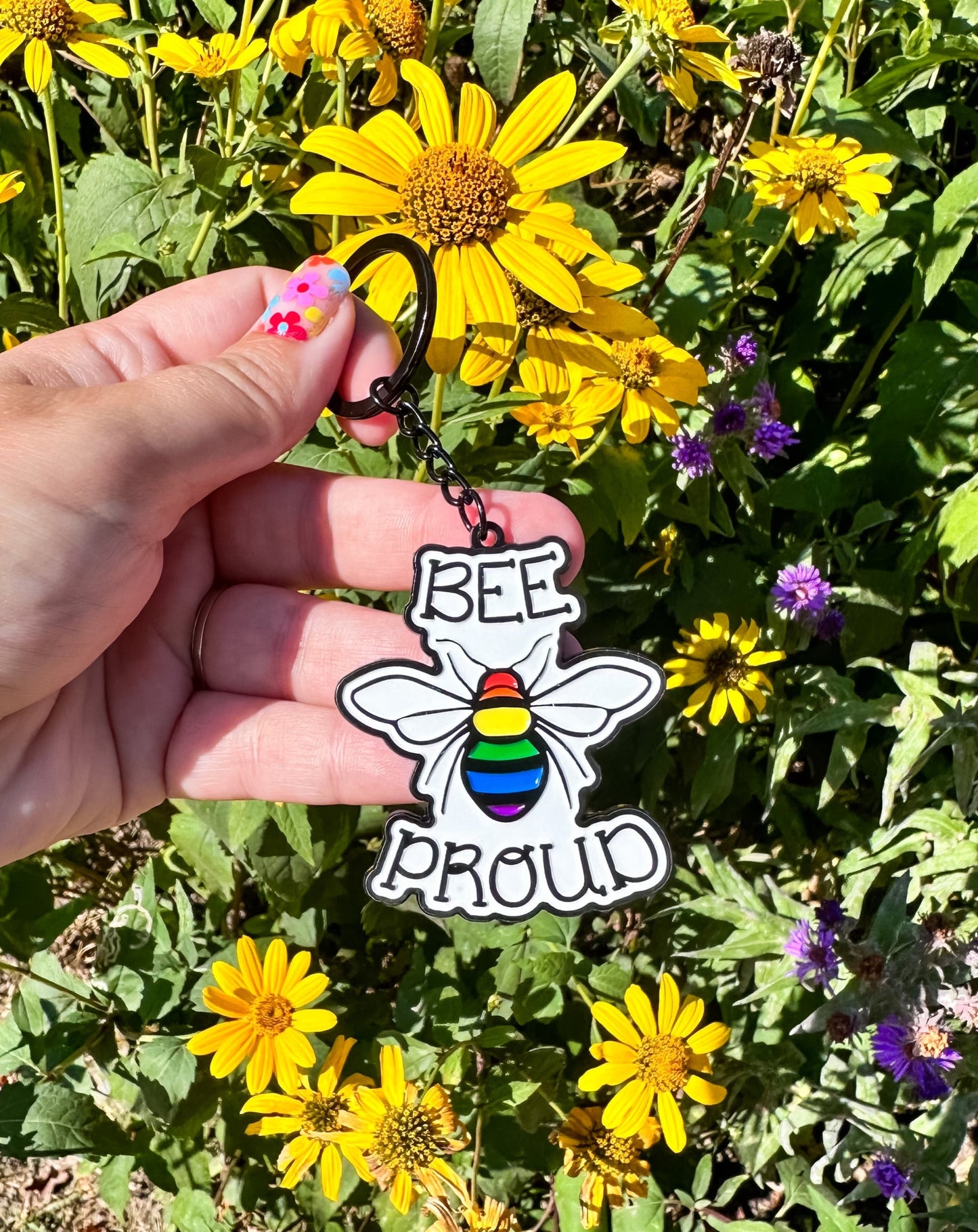 Bee Proud Enamel Keychain