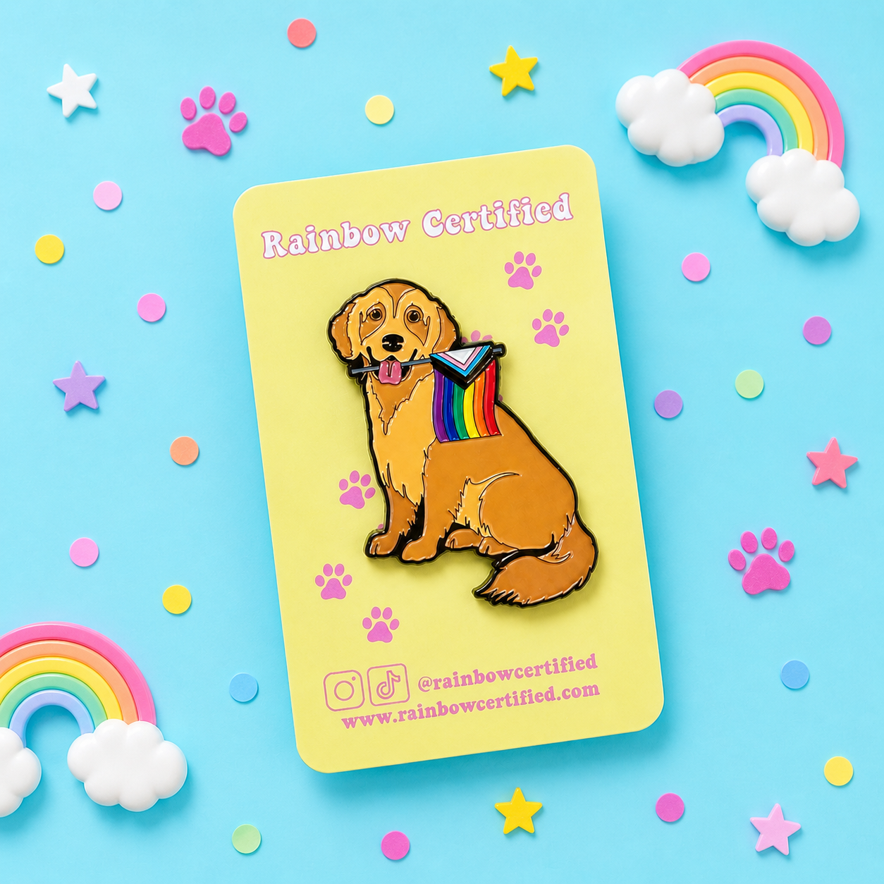 Golden Retriever Pride Dog Enamel Pin