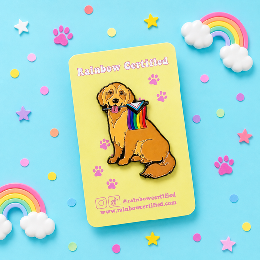 Golden Retriever Pride Dog Enamel Pin