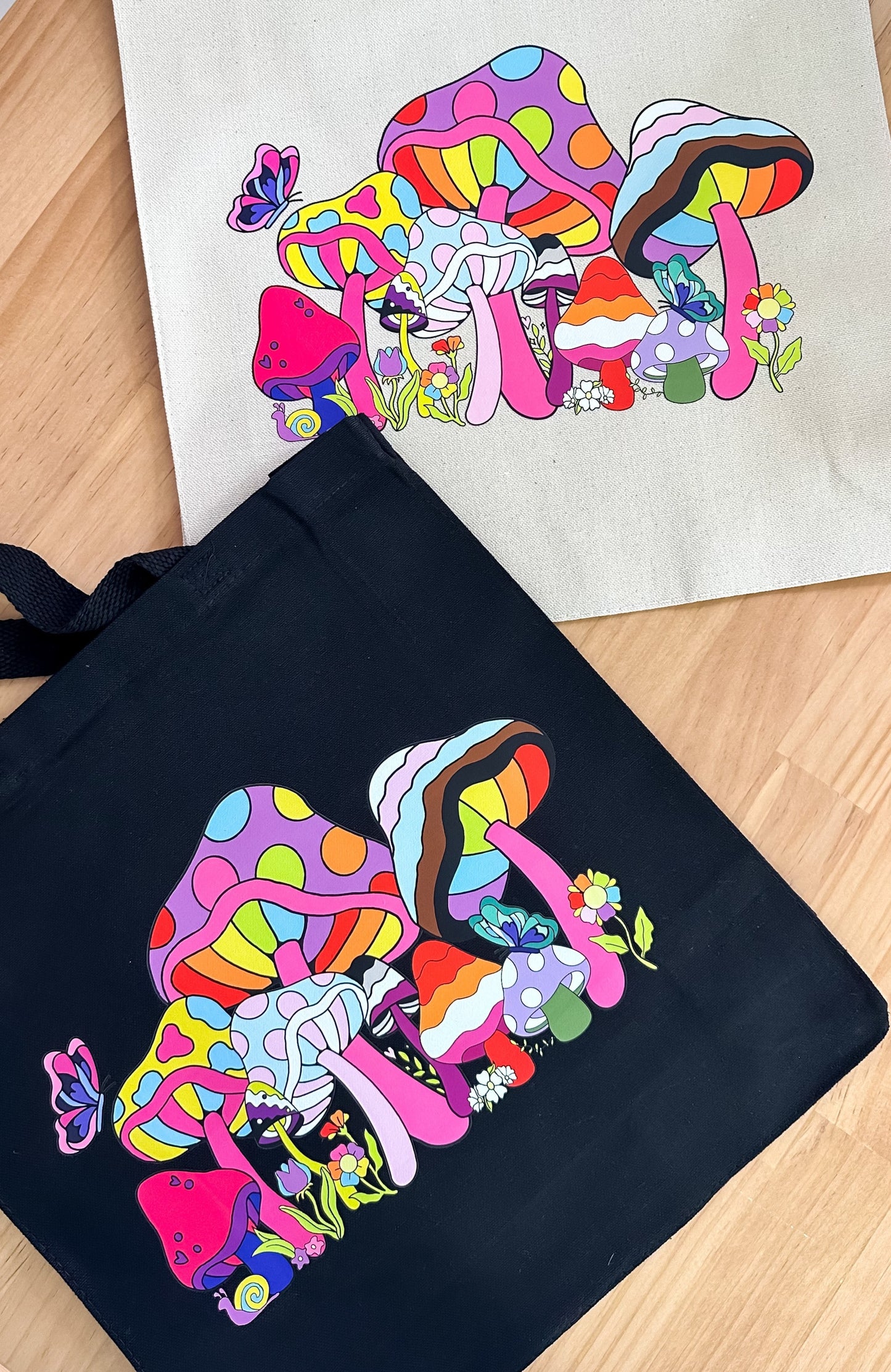Mushroom LGBTQ+ Pride Garden Canvas Tote Bag
