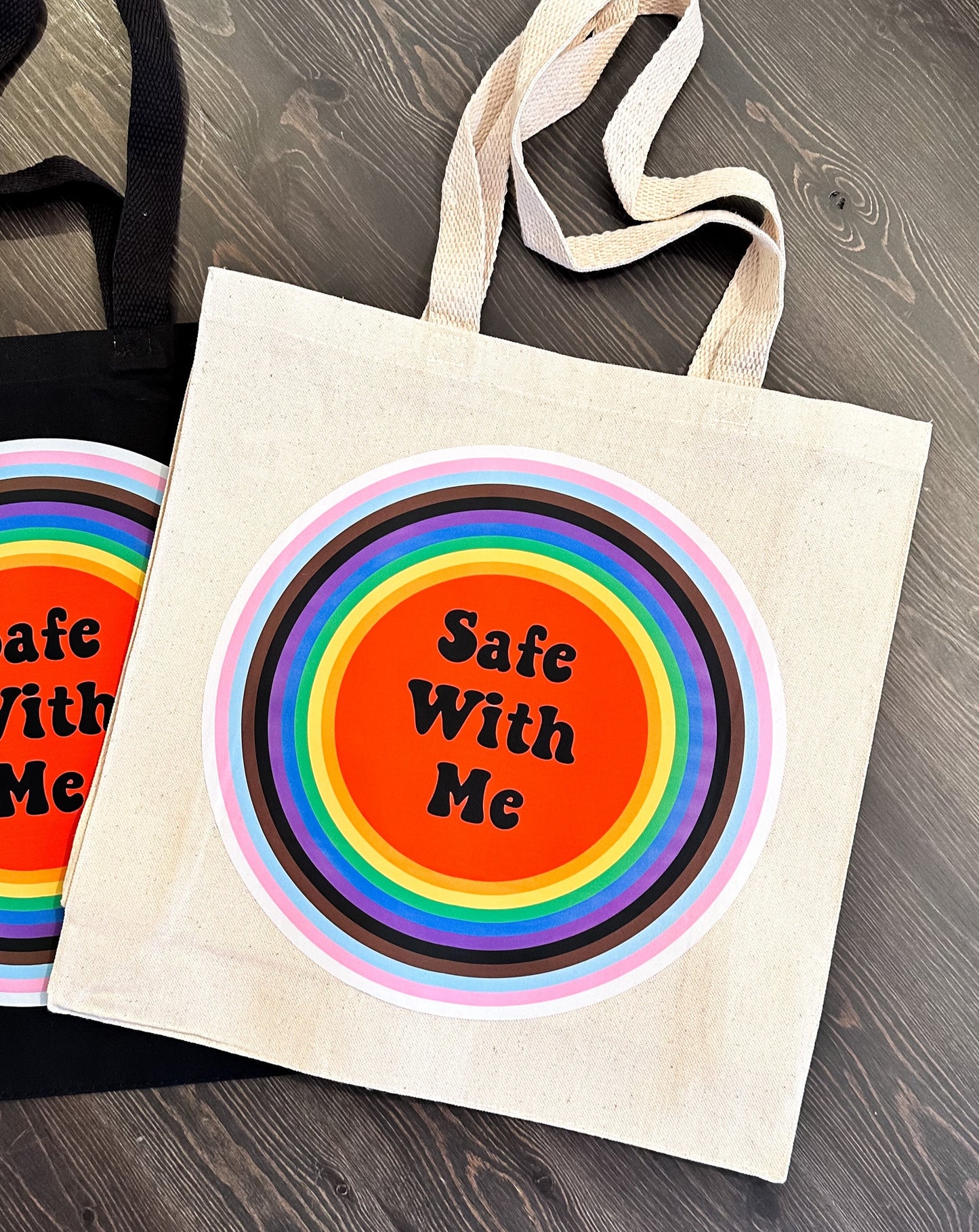 Safe With Me Circle Canvas Tote Bag