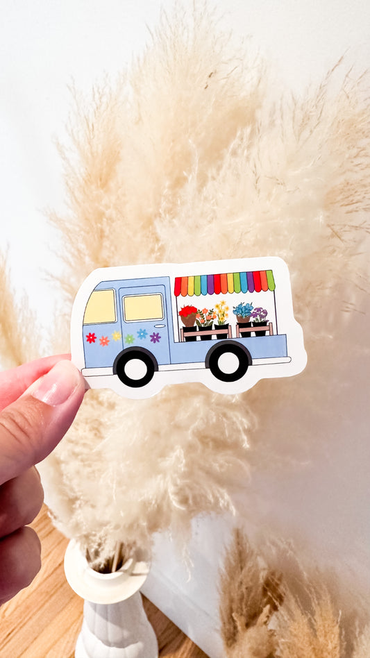 Rainbow Flower Market Truck Sticker