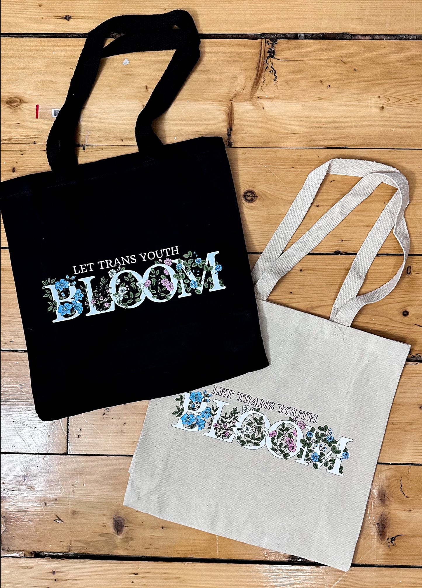 Let Trans Youth Bloom Canvas Tote Bag