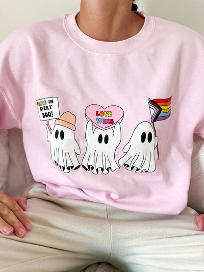 Spooky Ghost Pride Parade Unisex Crewneck