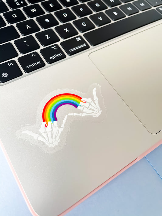 Rainbow Skull Hands Sticker