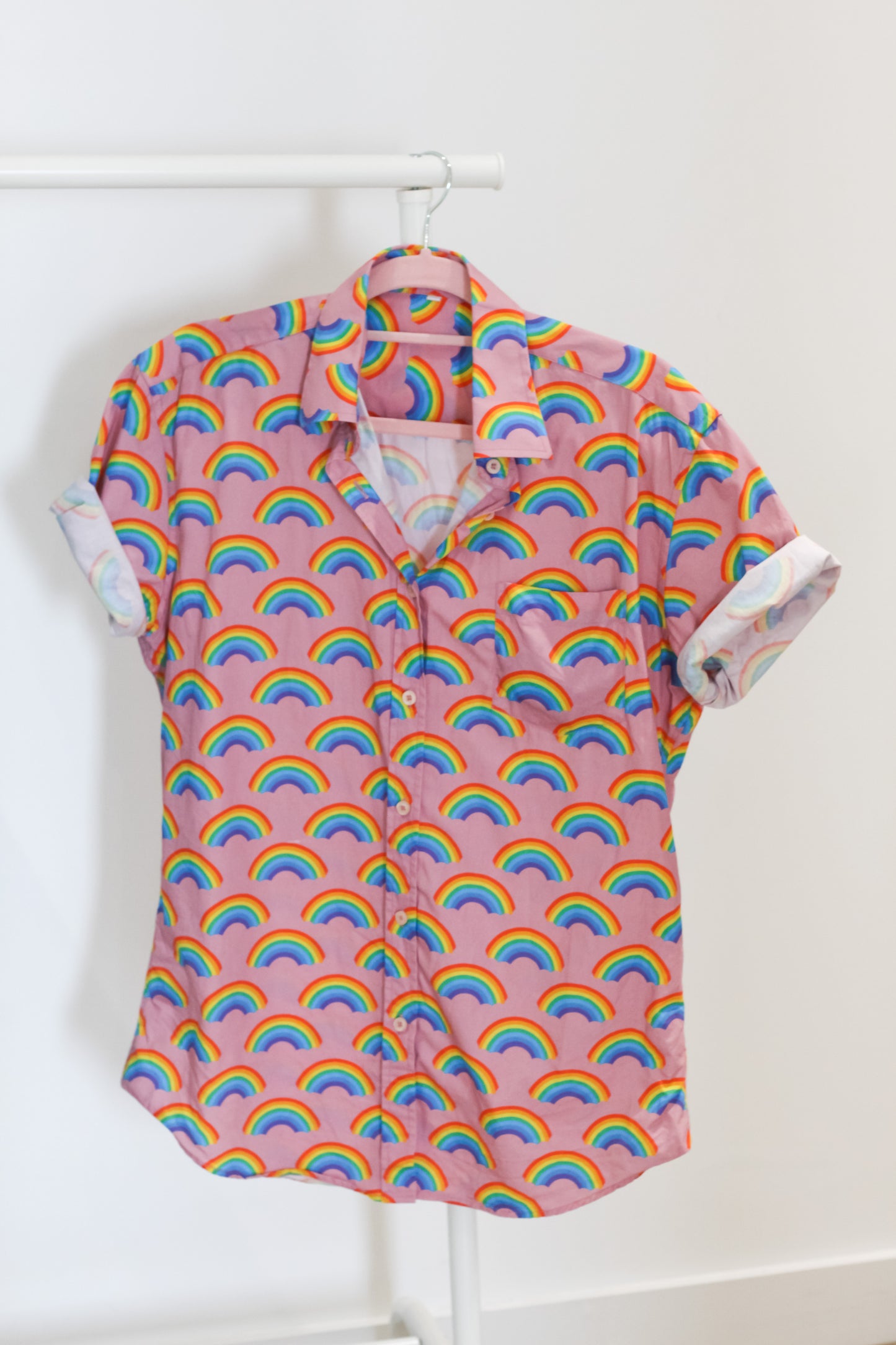 Pink Rainbow 100% Cotton Button-Up Shirt