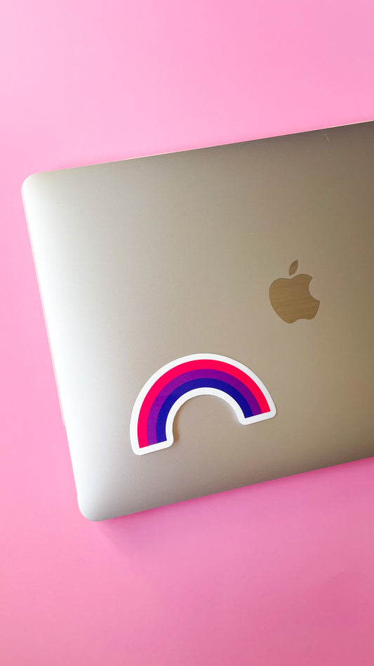 bisexual pride flag in a rainbow sticker