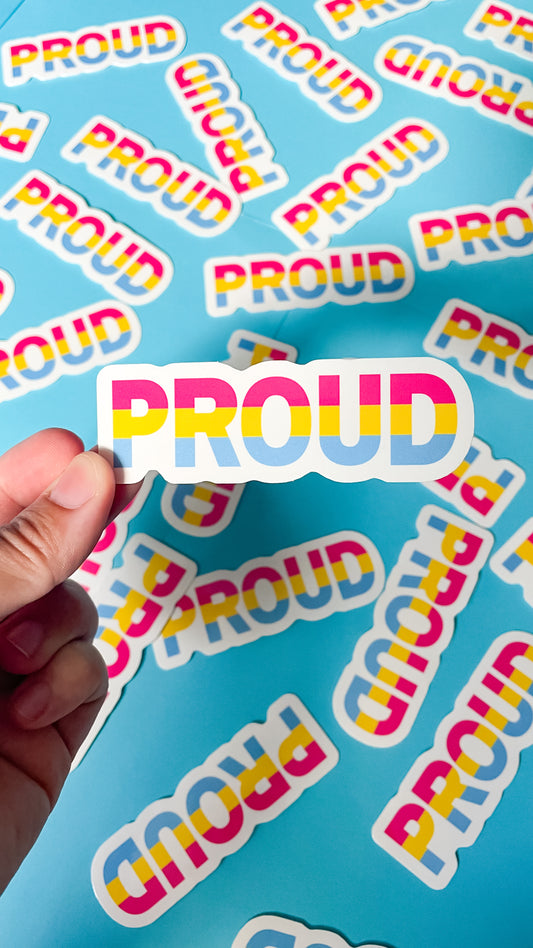 proud sticker in pansexual pride flag