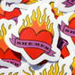 Flaming Heart Pronoun LGBTQ+ Stickers