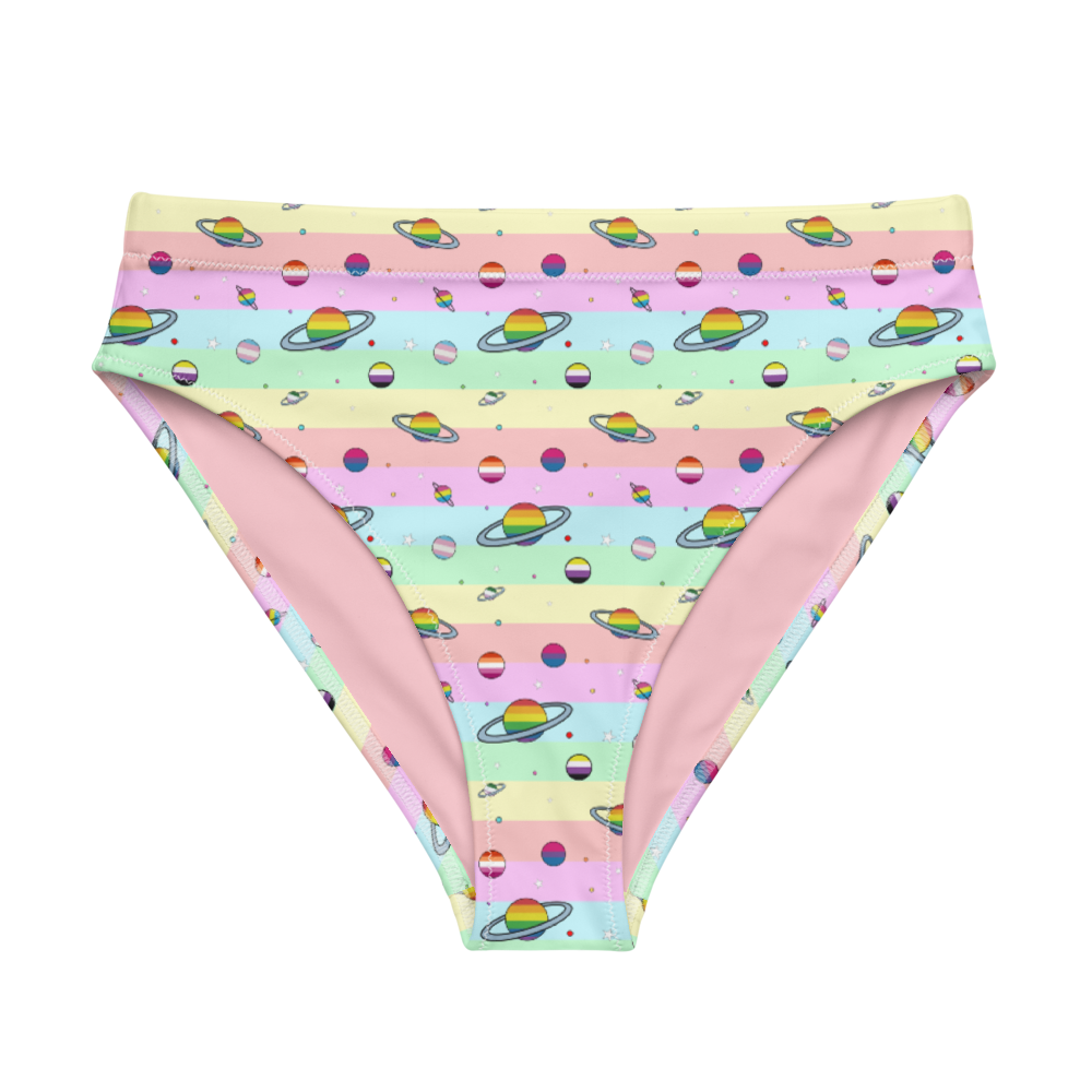 Pastel Pride Galaxy Recycled High-Waisted Bikini Bottom