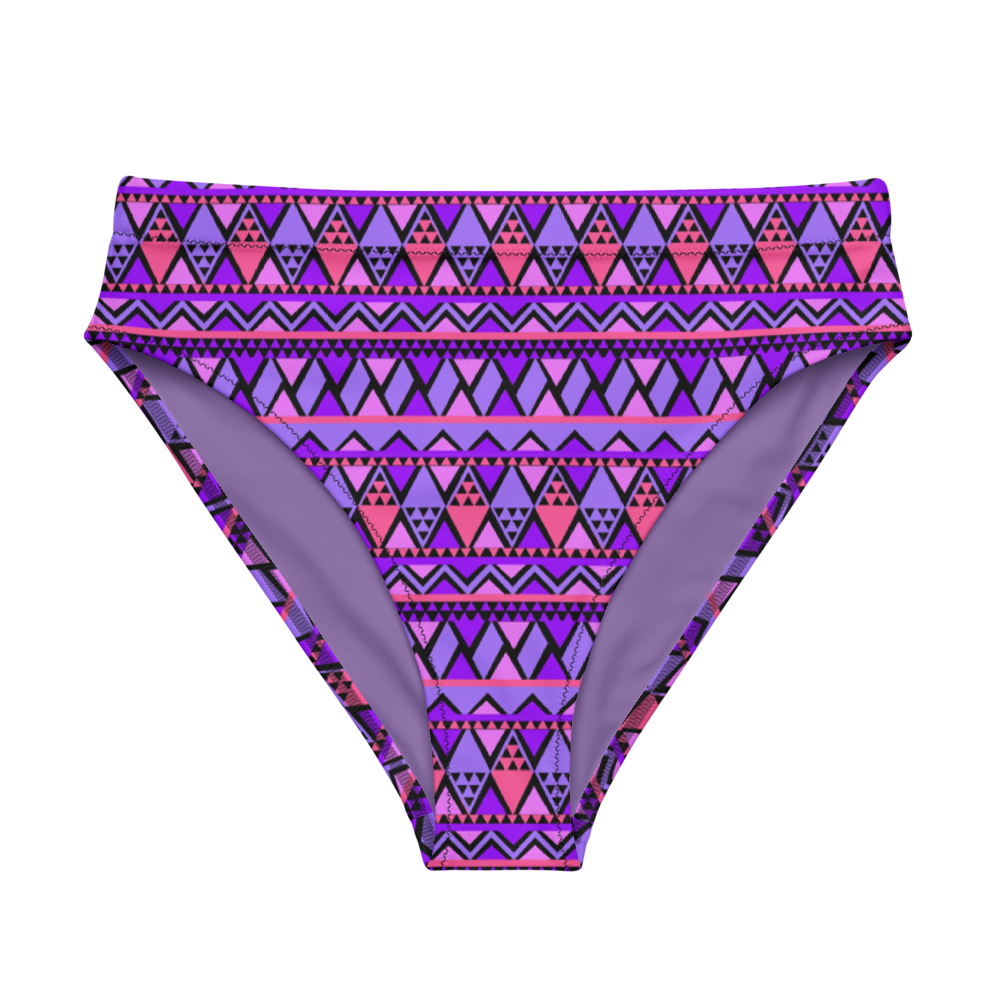 Purple Patterns Recycled High-Waisted Bikini Bottom